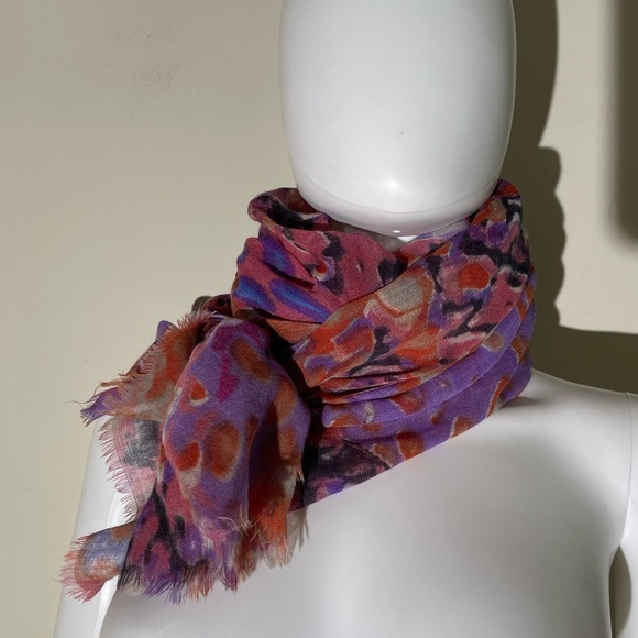 Tolani Rectangular 28"x 72” Wool Silk Scarf Wrap Shawl Boho Colorful Sheer - Picture 7 of 14